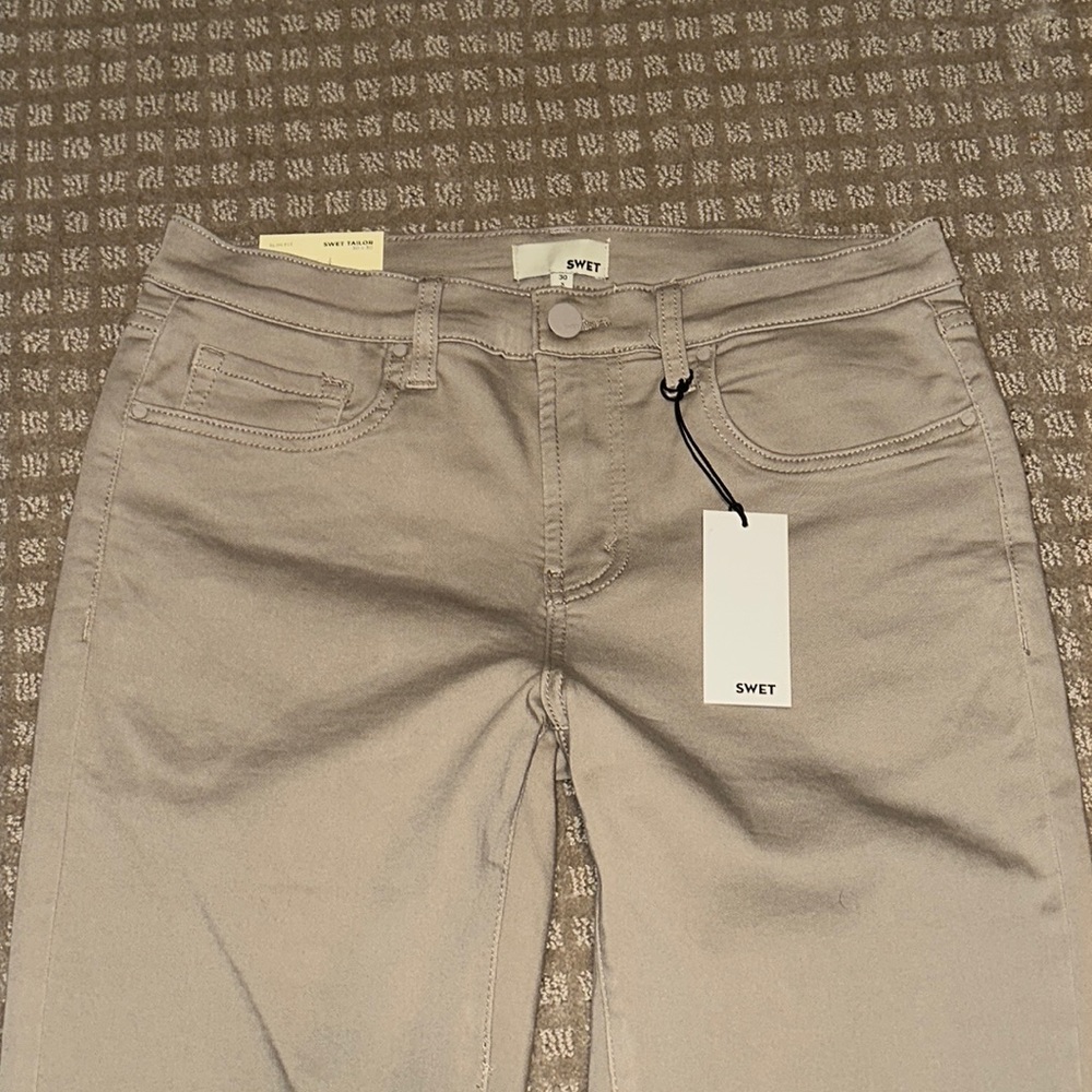 NEW Swet Tailor Duo Pants True Khaki size 30x30 slim fit - Picture 2 of 16